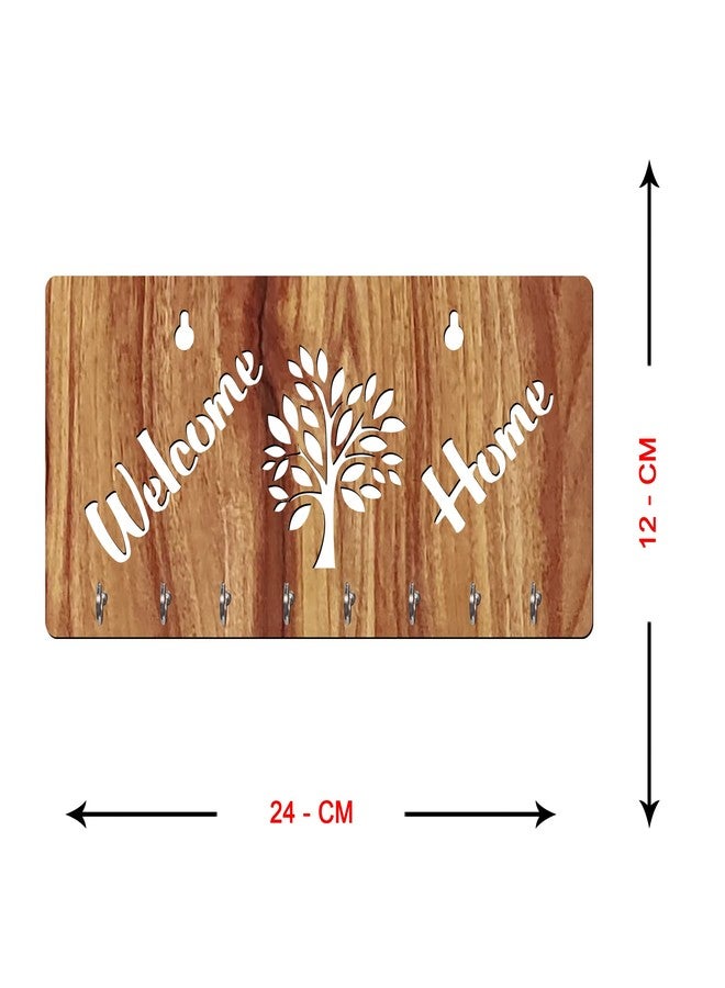Freny Exim Welcome Home Wooden Key Holder with Face Mask Hanging with 8 Hook - Beige 027 - Image 5